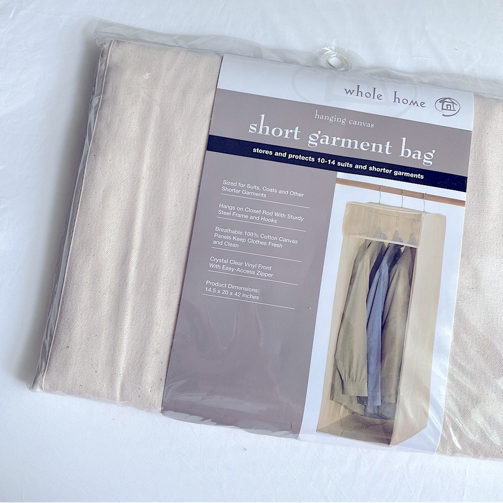 COTTON CANVAS HANGING SHORT GARMENT BAG CLOSET ORGANIZATION Beige